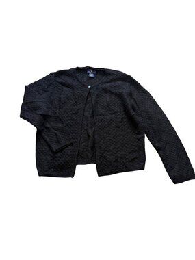 Chelsea Cambell Women's Knit Cardigan Sweater Sz L Textured Vintage Mohair Black